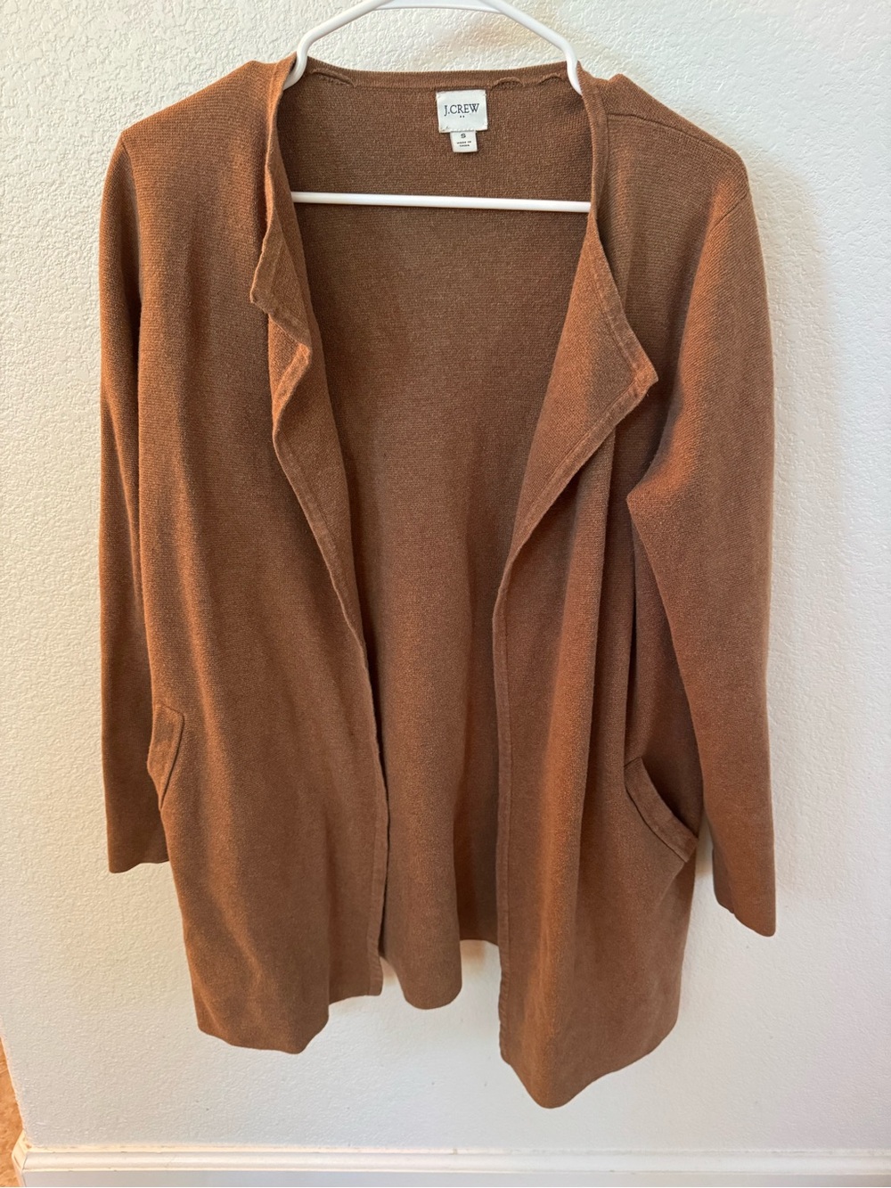 J. Crew Women's Rust Brown Open-Front Knit Cardigan